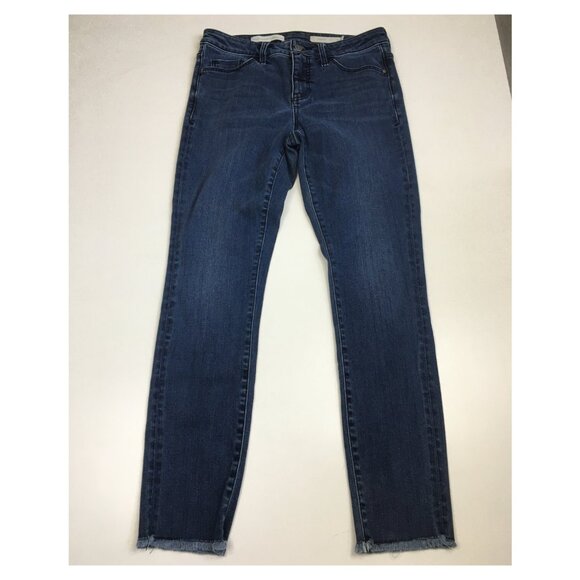 PILCRO Anthropologie SCRIPT Medium Wash Raw Edge Hem 5 Pocket Denim Jeans - Picture 1 of 15